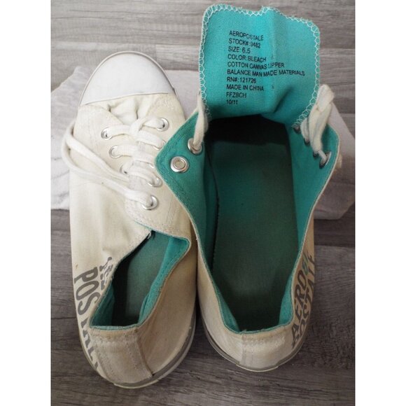Aeropostale 87 Tennis Shoe - White & Teal - Low Cut Style - Pre owned - Picture 8 of 9